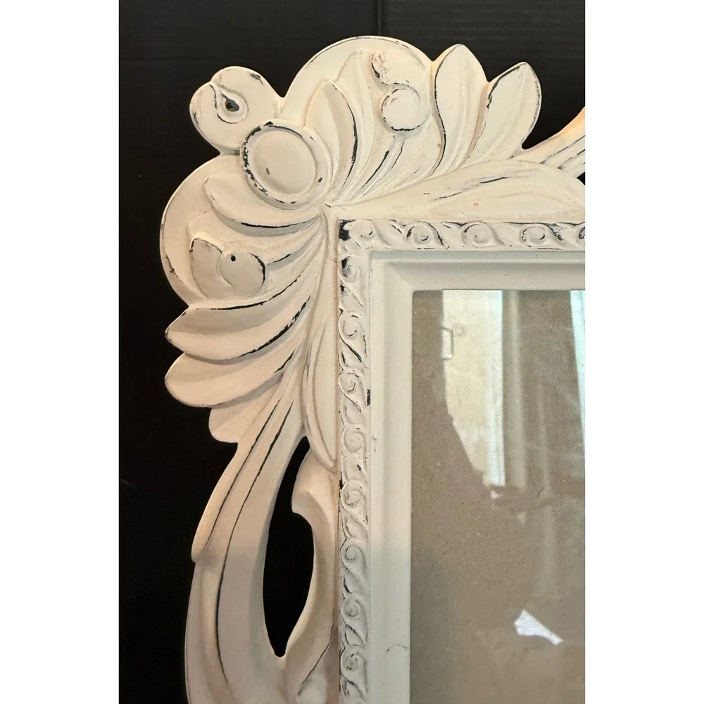Picture Frame White Ornate Baroque Distressed Scroll Shabby Chic Victorian 8x10